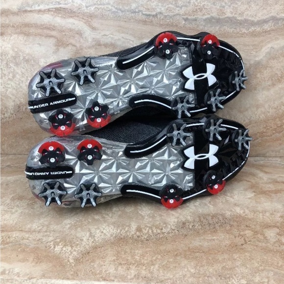 Under Armour Jordan Spieth 2 Golf Cleats Shoes Black Red Gore-Tex - Picture 7 of 8